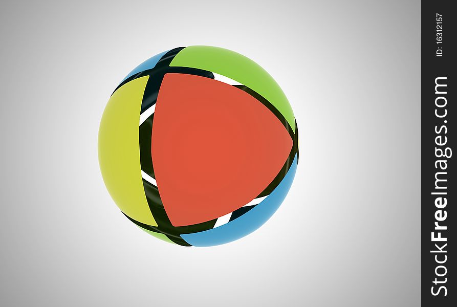 Multi colored abstract sphere yellow green orange blue