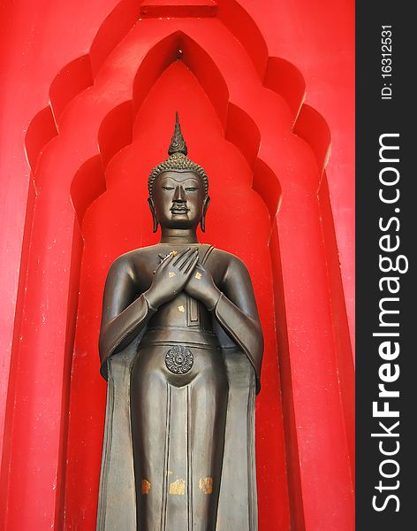 Ancient Buddha statue standing in Thailand Buddha Temple