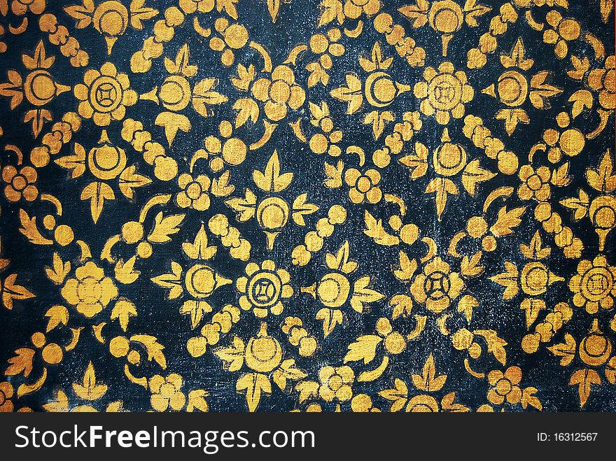 Ancient Thai Pattern Background on wall in Thailand Buddha Temple