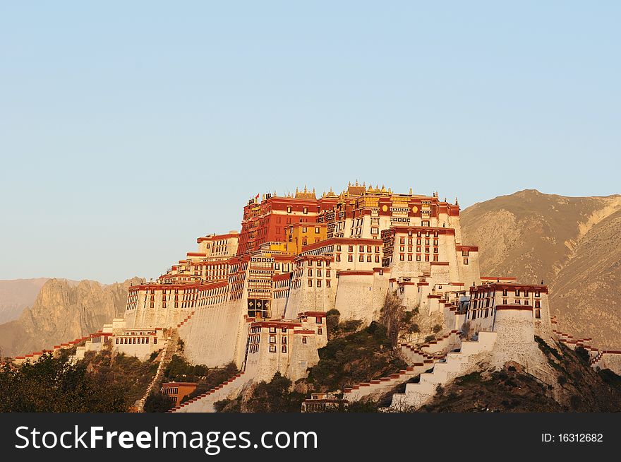 Scenery of the famous Potala Palace in a clear morning,Lhasa,Tibet