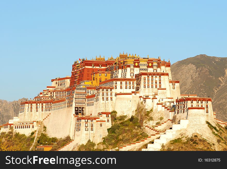 The famous Potala Palace in a clear morning,Lhasa,Tibet. The famous Potala Palace in a clear morning,Lhasa,Tibet