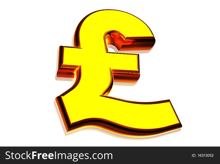 Golden pound in white background