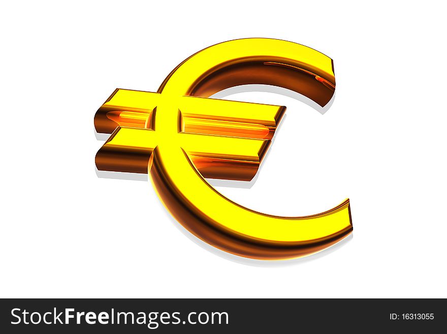 Gold euro sign in white back ground. Gold euro sign in white back ground