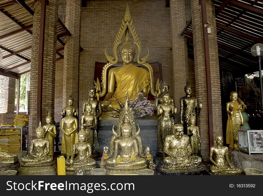 Group Of Buddhas In Wat Yai Chai Mongkol.