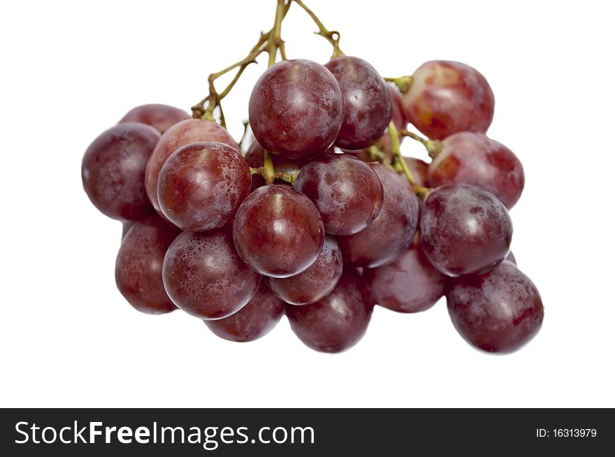 Isolated bunch of red grapes, horizontal
