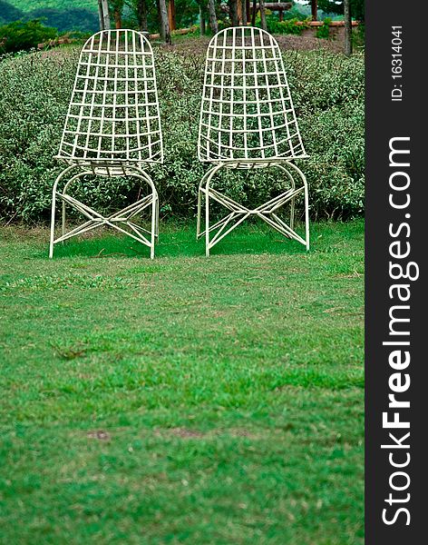 Nice couple chair on a field