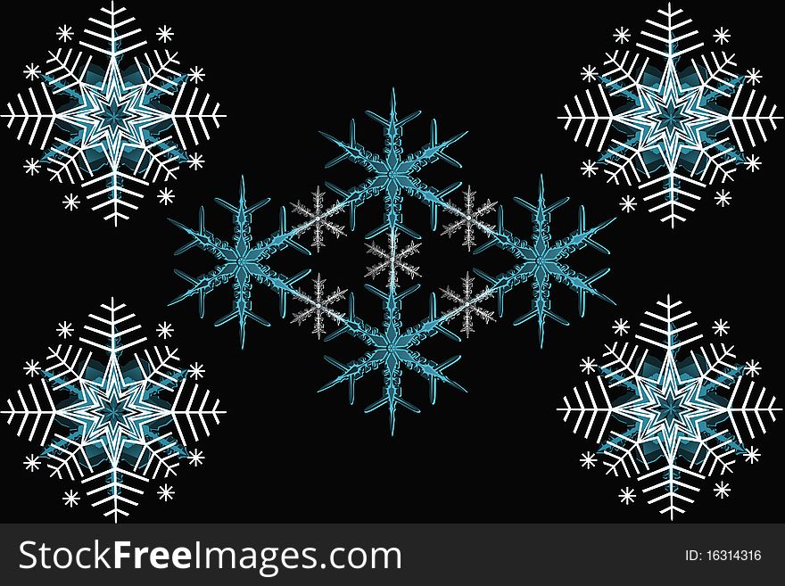 Texture of beautiful snowflakes background