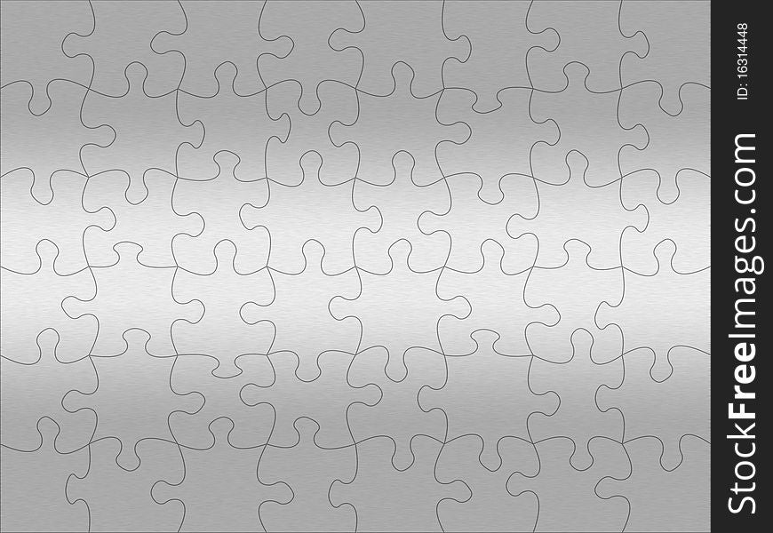 Jigsaw shape pattern overlaid on simulated stainless steel background. Jigsaw shape pattern overlaid on simulated stainless steel background