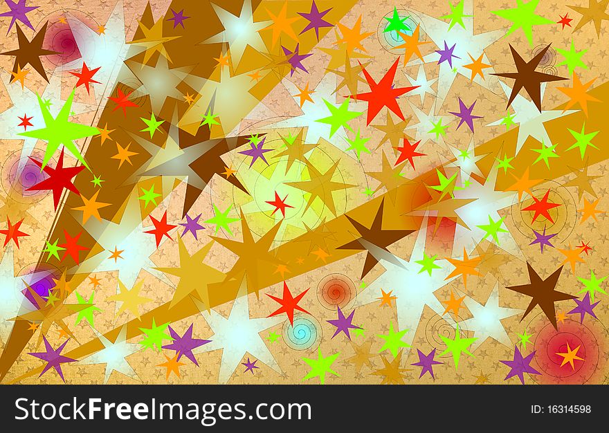 Background with many christmas stars and spirals