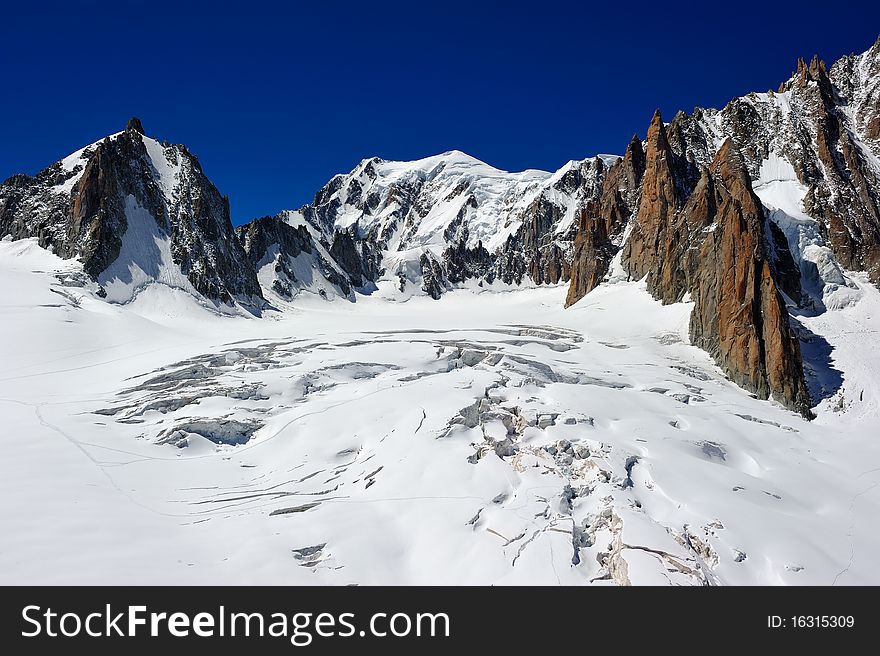 Perennial glacier of Mont Blanc. Perennial glacier of Mont Blanc