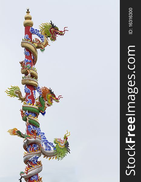 Multi-colored dragon statue shrine.