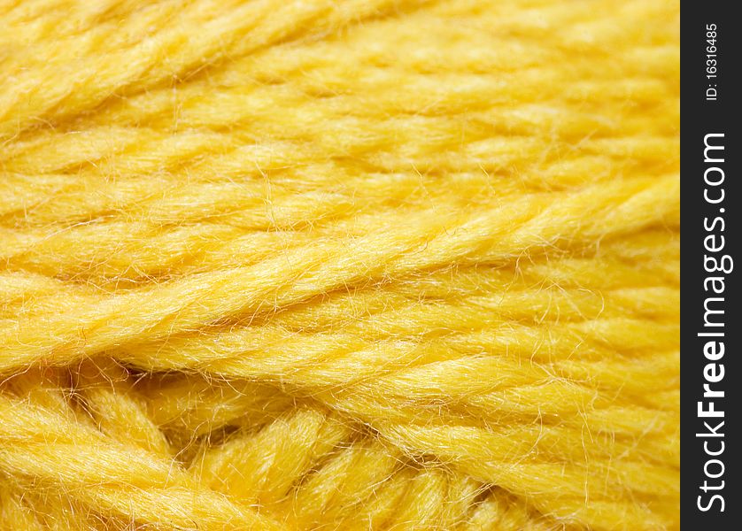 Close up of woolen knittin ball macro