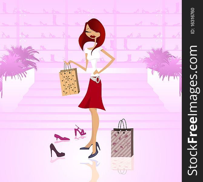 Cartoon character with shopping concept vector. Cartoon character with shopping concept vector