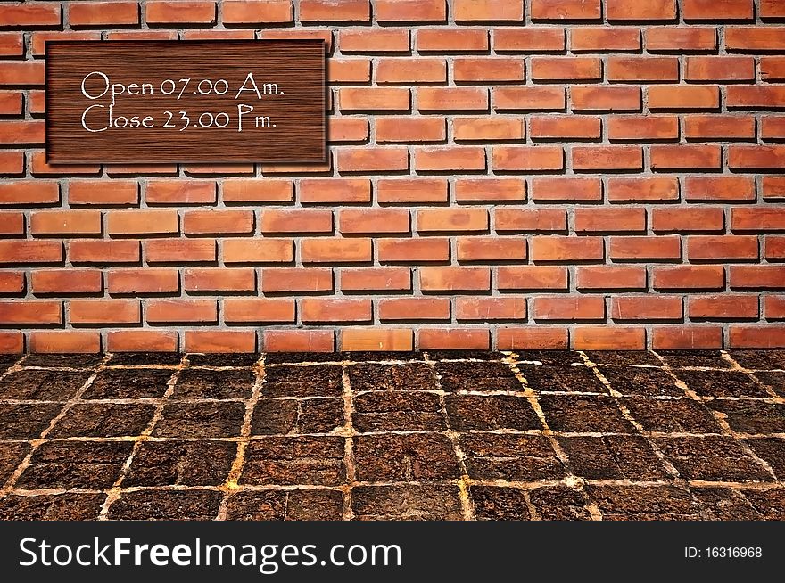 Open-Close logo on brickwall pattern