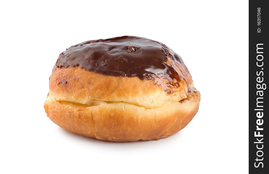 Doughnut with chocolate isolated on white background