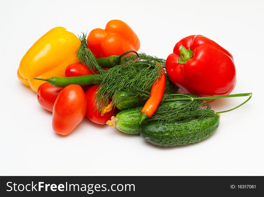 Vegetables composition on white background. Vegetables composition on white background