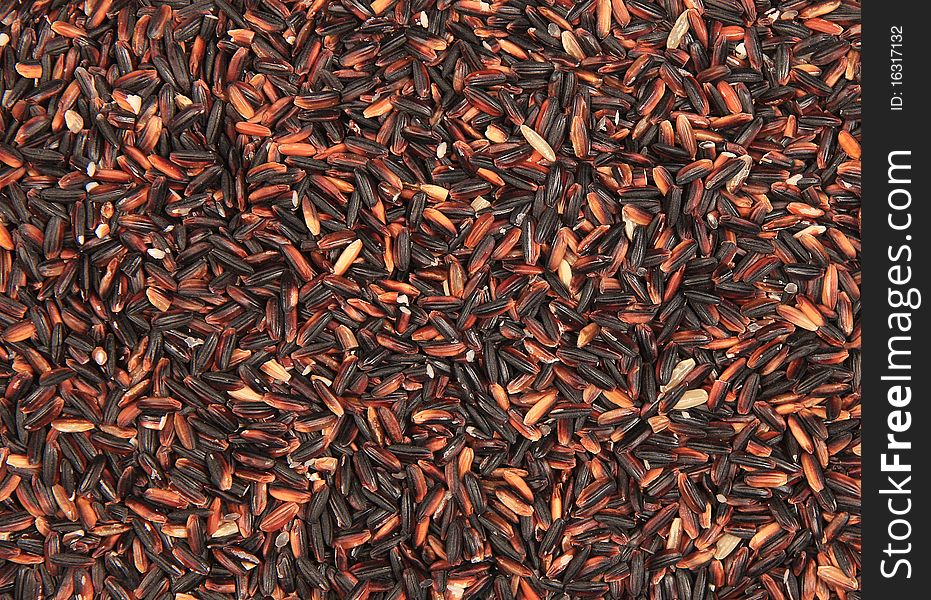 Brown and black rice  background