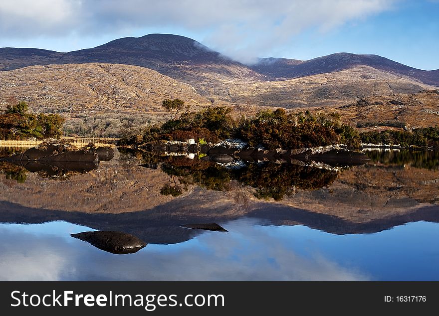 Mountain reflection o the Lakes of Killarney,County Kerry,Ireland. Mountain reflection o the Lakes of Killarney,County Kerry,Ireland.