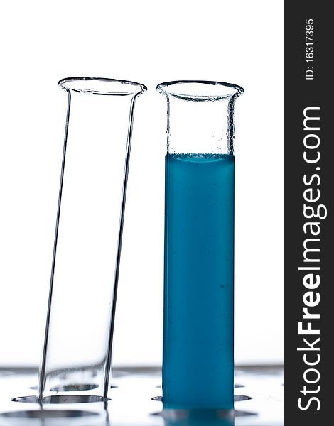 Test tube with a blue fluid