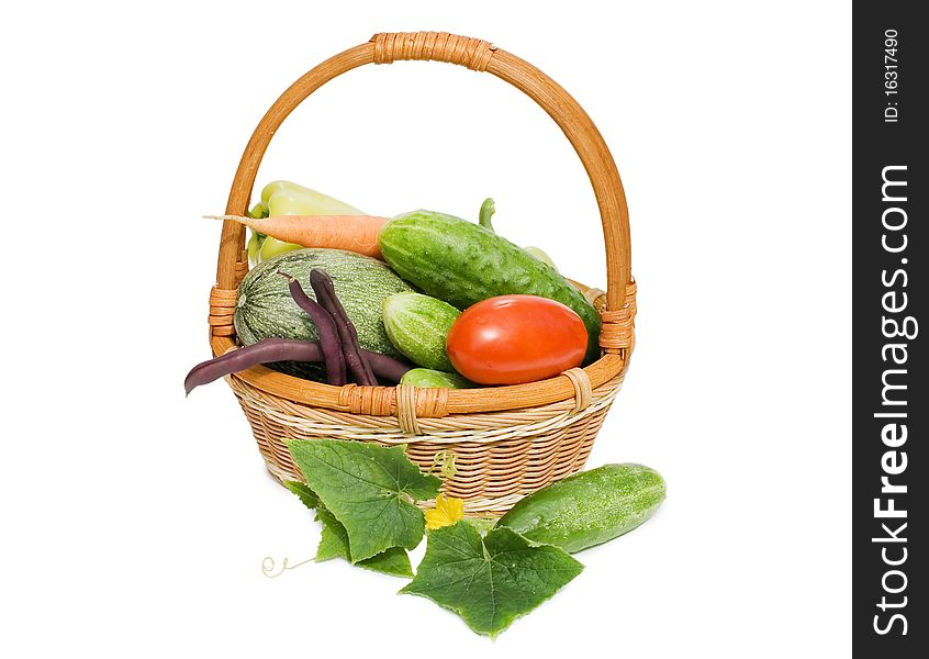 Wattled basket with vegetables