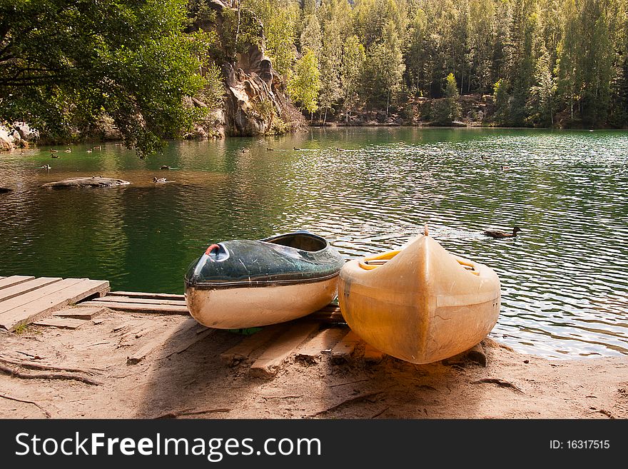 Two kayaks at the beach