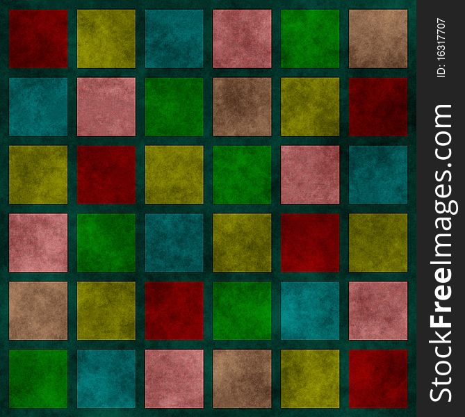 Multi colored grunge background with plaid pattern or stained-glass window