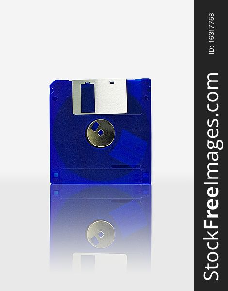 Blue floppy disks isolated on white background