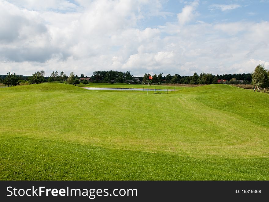 Beautiful greenery view of golf field