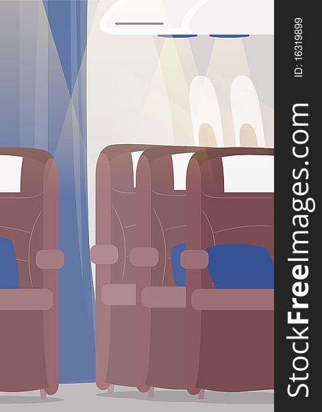 View of an airplane interior. View of an airplane interior