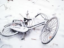 Bicycles In The Snow Stock Photo Bicycles In The Snow Stock Photo