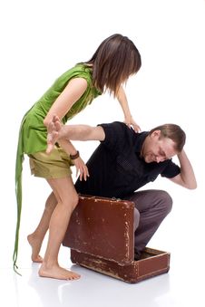 The Girl Pack His Boy Stock Photo The Girl Pack His Boy Stock Photo