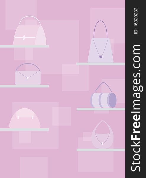 Illustration of a handbags in a store. Illustration of a handbags in a store