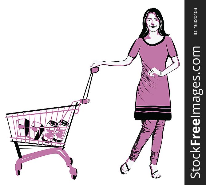 Illustration of a Woman shopping. Illustration of a Woman shopping