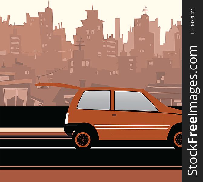 Illustration of a Cityscape with car. Illustration of a Cityscape with car