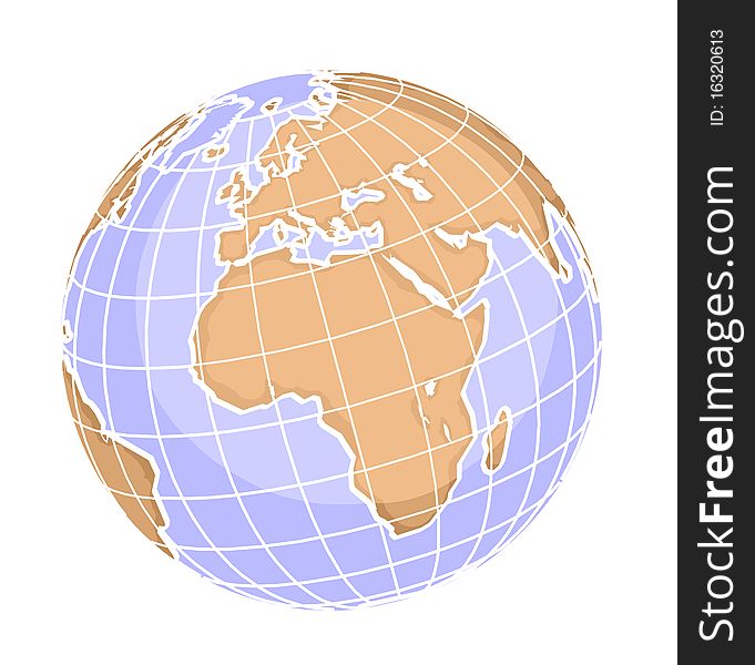 Illustration of a Globe map. Illustration of a Globe map
