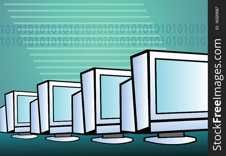 Illustration of a row of computers. Illustration of a row of computers