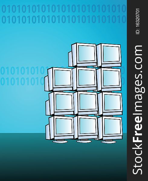 Illustration of a block of computers. Illustration of a block of computers