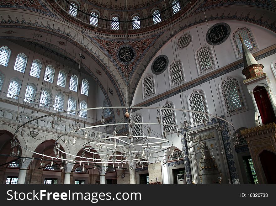 Interior of Zal Mahmut Pasha Mosque in Eyup, Istanbul, Turkey. Interior of Zal Mahmut Pasha Mosque in Eyup, Istanbul, Turkey.
