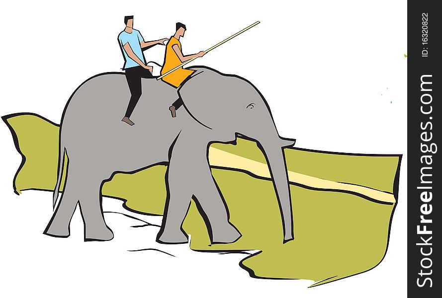 Illustration of a Tourist riding an elephant. Illustration of a Tourist riding an elephant
