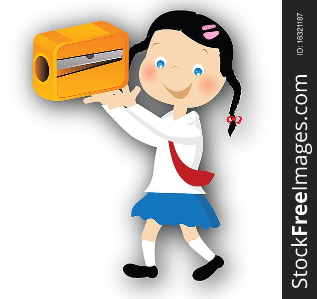 Illustration of a School children with stationery. Illustration of a School children with stationery