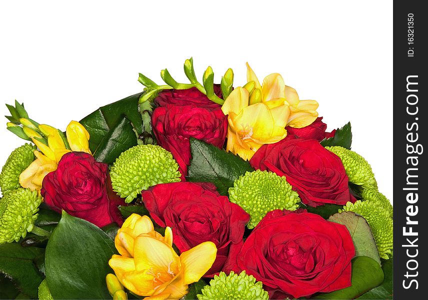 Close-up photo of flower bunch on white background. Clipping path included.