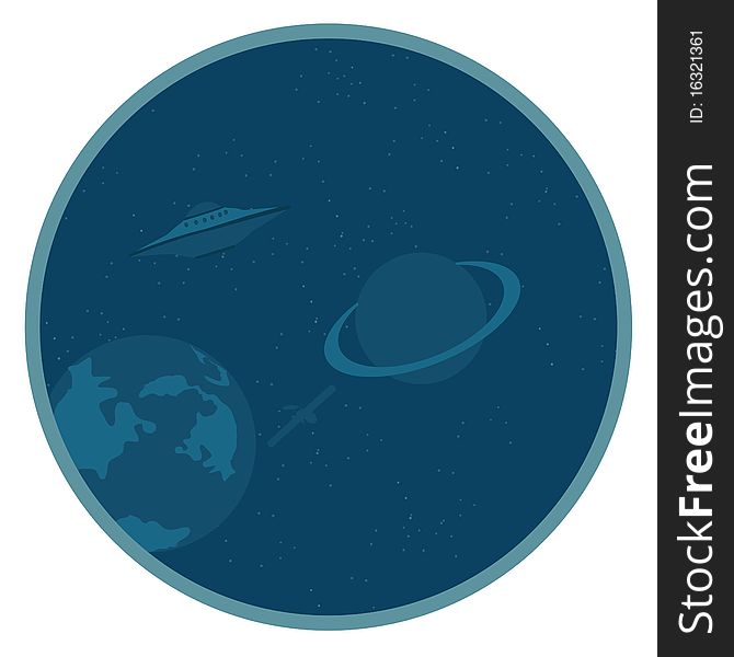 Illustration of a space planets and satellites. Illustration of a space planets and satellites