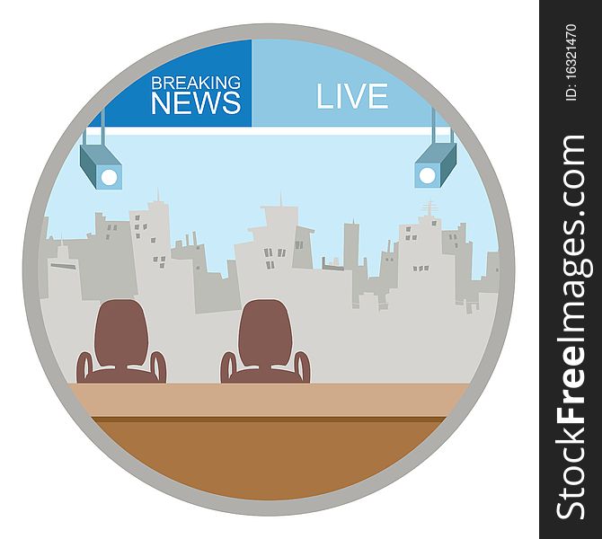 Illustration of a news studio. Illustration of a news studio