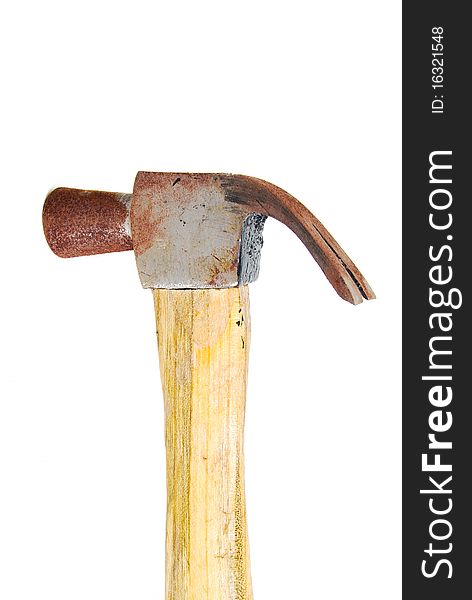 Old rusty hammer isolated