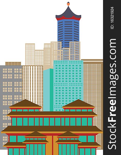 Illustration of Buildings in a city. Illustration of Buildings in a city