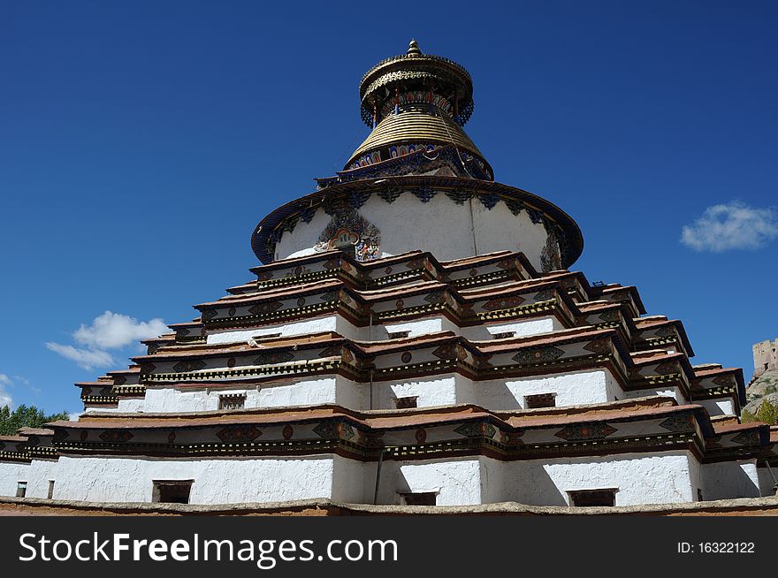 Scenery of a grand pagoda(stupa) at gyangze(jiangzi),Tibet. Scenery of a grand pagoda(stupa) at gyangze(jiangzi),Tibet