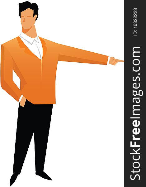Illustration of a Businessman pointing. Illustration of a Businessman pointing