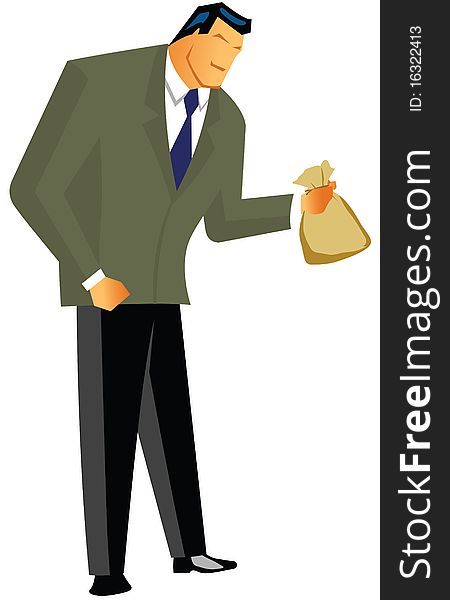 Businessman holding sack of money. Businessman holding sack of money