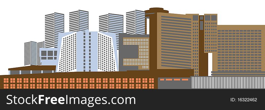 Illustration of a Cityscape with buildings