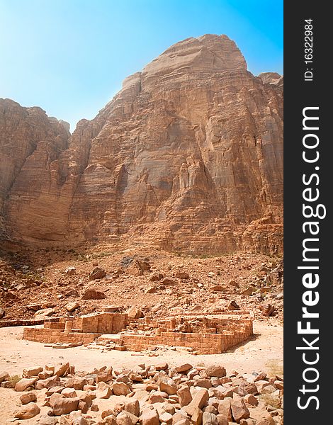 Nabatean Temple near Rum village, Wadi Rum desert, Jordan. Nabatean Temple near Rum village, Wadi Rum desert, Jordan